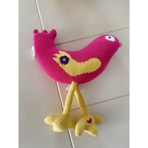 Hanna Andersson Pink Knit Bird Plush 9" - Picture 4 of 4